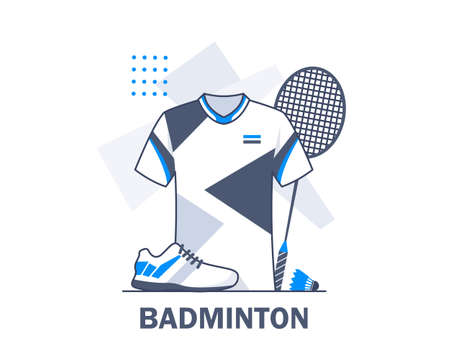 Badminton sportswear and shoes,flat design icon vector illustrationのイラスト素材