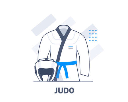 Judo Sports Uniforms and Equipment,flat design icon vector illustrationのイラスト素材