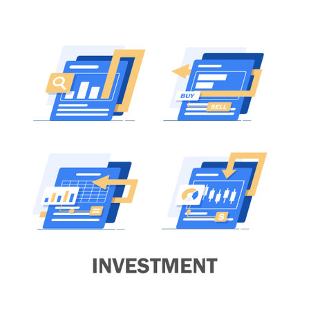 Investment analysis concept banner,Financial planning,Data analysis concept,Business concept for marketing ,analysis and brainstorm,flat design icon vector illustrationのイラスト素材