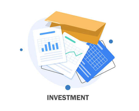 Investment analysis concept banner,Financial planning,Data analysis concept,Business concept for marketing ,analysis and brainstorm,flat design icon vector illustrationのイラスト素材