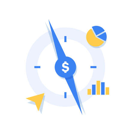 financial compass,Investment analysis concept banner,Financial planningのイラスト素材