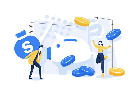 Investment and Analysis Money Cash Profits Metaphor,Employee or Manager Making Investing Plansのイラスト素材