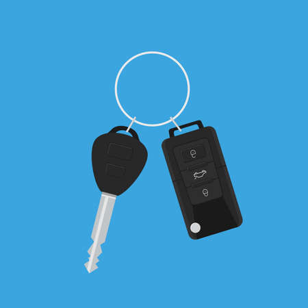 Car Key and of the alarm system. Vector illustration in flat styleのイラスト素材