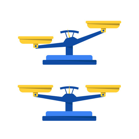 Scale isolated on white bacground. Bowls of scales in balance,flat design icon vector illustrationのイラスト素材