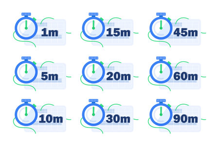 Timer, clock, stopwatch isolated set icons. Label cooking time. Vector illustrationのイラスト素材