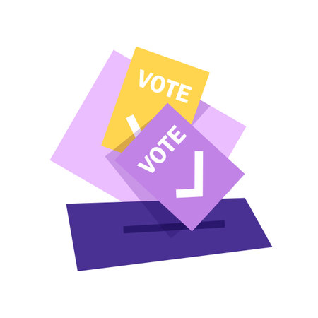 Puts voting ballot in ballot box. Voting and election conceptのイラスト素材