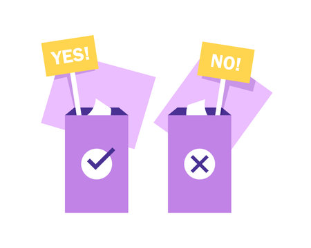 Puts voting ballot in ballot box. Voting and election conceptのイラスト素材