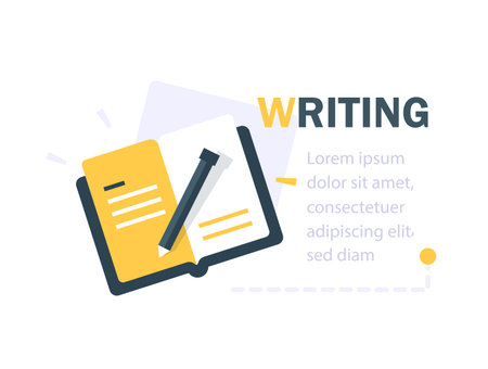 Creative writing and storytelling, education concept,learning subject, book review summary,school studyのイラスト素材