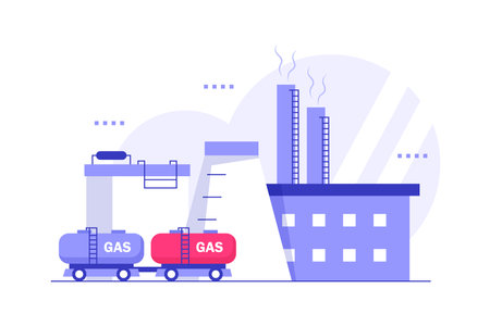 big industrial,elements gas, olive, clean, tower, hydro, train, airport, sortingのイラスト素材