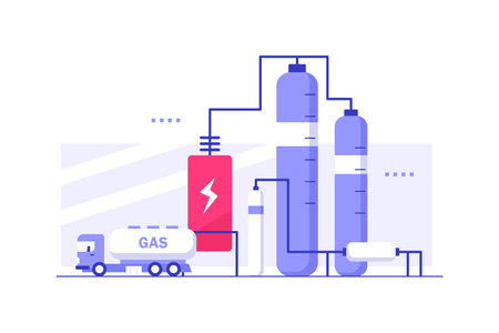 big industrial,elements gas, olive, clean, tower, hydro, train, airport, sortingのイラスト素材