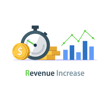 Investment fund performance report, interest rate graph, trade revenue boost, venture business growth strategyのイラスト素材
