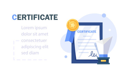 award certificate,Achievement, award, grant, diploma concepts. Premium quality graphic design elementsのイラスト素材