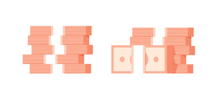 Money stack pile icon vector, paper cash bundle heap bill isolated graphic clipart illustrationのイラスト素材