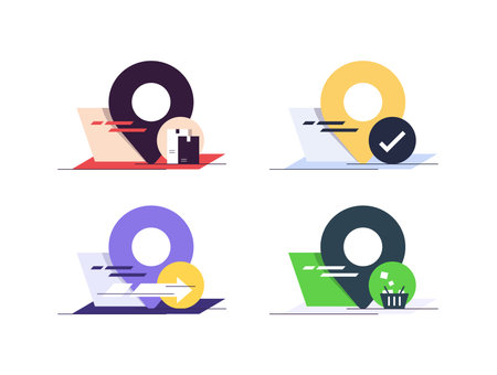 Set of Location, Travel and Destination Pin,flat design icon vector illustrationのイラスト素材