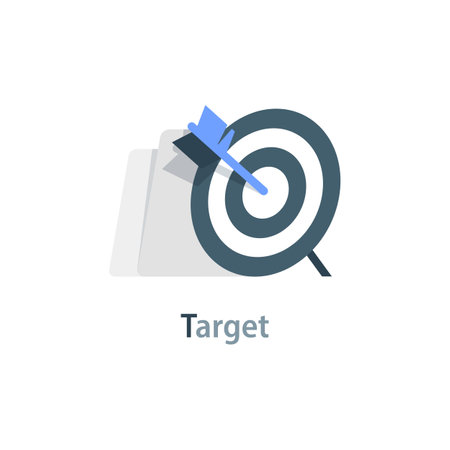 Financial target goal concept, idea of marketing business money earnings aim, strategy achievement, success targeting audience modern design imageのイラスト素材