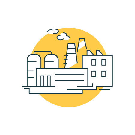 Works factory on a globe background, concept for World Environment Dayのイラスト素材