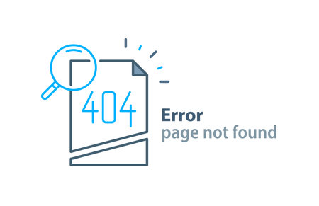Error 404 page not found concept,webpage banner, search result message