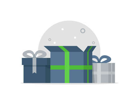Opened gift box, surprise, celebration event, surprising gift boxes. Give presents conceptのイラスト素材