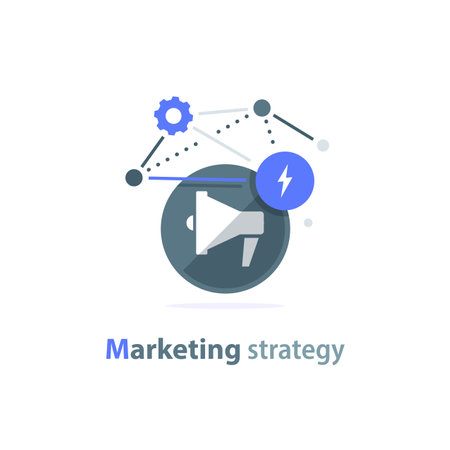 Marketing strategy plan,public relations concept,megaphone icon, attention announcementのイラスト素材