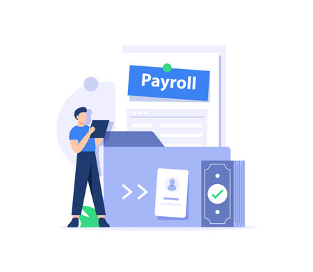 Business accounting, organization and audit concept,Payroll,money lending, online banking, savings depositのイラスト素材