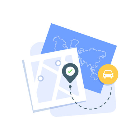 tracking gps car transportation route icon concept,flat design icon vector illustrationのイラスト素材