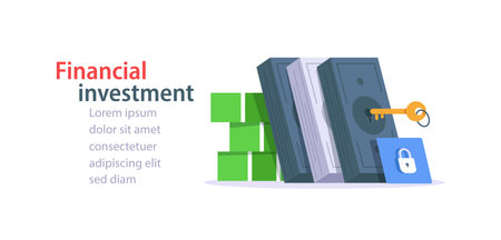 Financial unlock,financial key,invest finance symbol designのイラスト素材