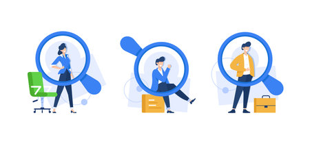 People Characters Choosing Best Candidate for Job,Recruitment Process. Human Resource Management and Hiring Conceptのイラスト素材