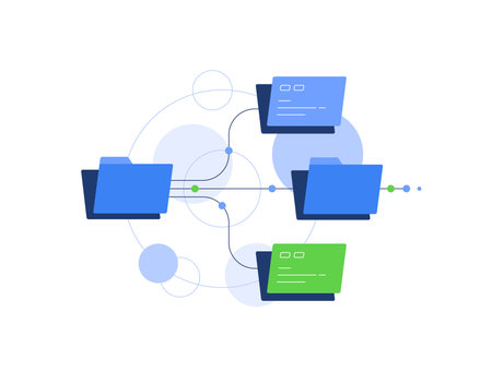File system and hierarchy,Flowchart,Folders and files,flat design icon vector illustrationのイラスト素材