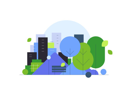 City park view. Geometric urban landscapeのイラスト素材