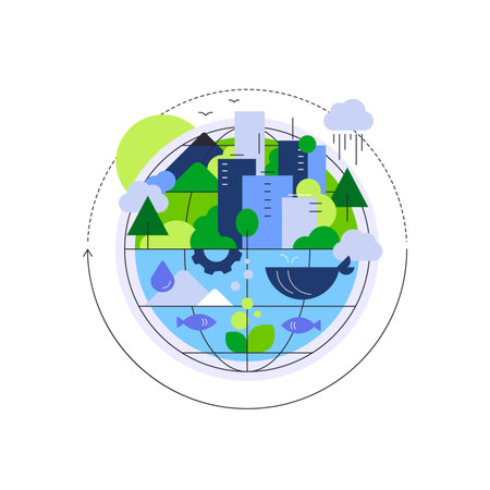 Planet Earth. Nature and industry. Environment and ecologyのイラスト素材