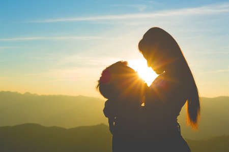 sillhouette couple love.Summer in loveの写真素材