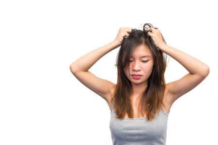 woman in stress Isolated on white background