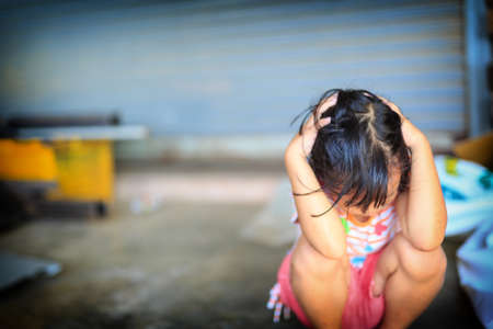 Stop abusing boy violence. child bondage , violence, terrified , A fearful child , Human Rights Day concept.の写真素材