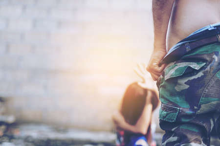 Sexual abuse with a manの写真素材