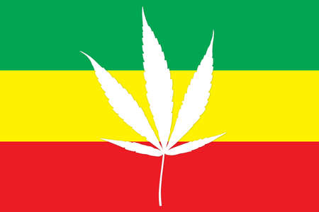 Marijuana Bud on Canopy of Indoor Cannabis Plants with Flat Vintage Styleの写真素材