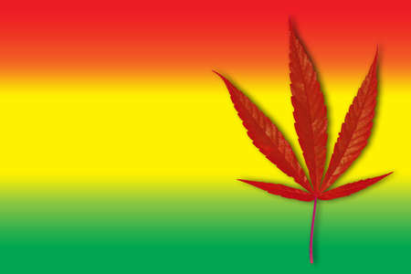 Marijuana Bud on Canopy of Indoor Cannabis Plants with Flat Vintage Styleの写真素材