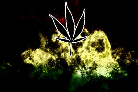 Marijuana Bud on Canopy of Indoor Cannabis Plants with Flat Vintage Styleの写真素材