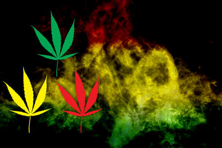 Marijuana Bud on Canopy of Indoor Cannabis Plants with Flat Vintage Styleの写真素材