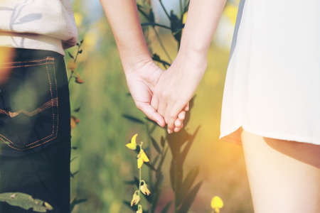 Couples holding handsの写真素材