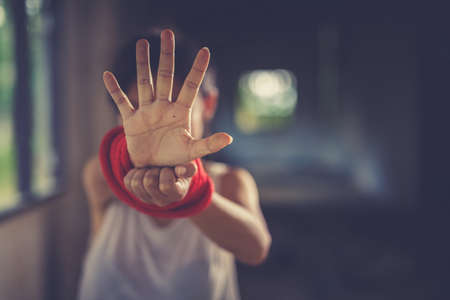 Sexual harassment , stop violence against Women, international women's day,bondage ,Violenceの写真素材