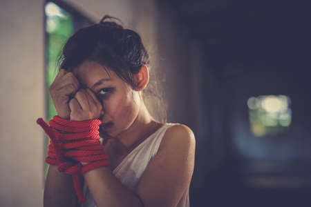 Sexual harassment , stop violence against Women, international women's day,bondage ,Violenceの写真素材