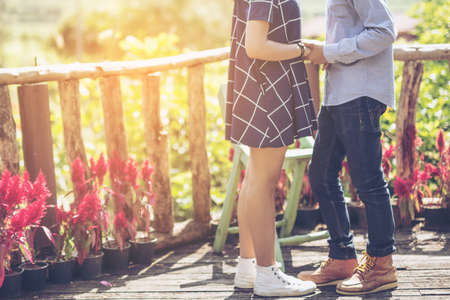 A young loving couple hugging and kissing. Summer in loveの写真素材