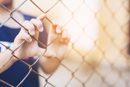 Stop abusing boy violence. child bondage in angle image blur , Human Rights Day concept.