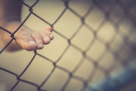 Stop abusing boy violence. child bondage in angle image blur , Human Rights Day concept.の写真素材