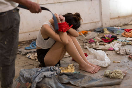 Sexual harassment , stop violence against Women, international women's day,bondage ,Violenceの写真素材