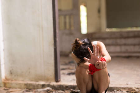 Sexual harassment , stop violence against Women, international women's day,bondage ,Violenceの写真素材