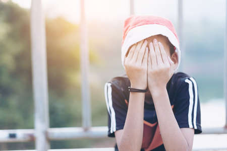 Stop abusing boy violence. child bondage in angle image blur , Human Rights Day concept.の写真素材