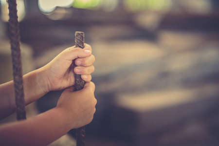 Stop abusing boy violence. child bondage in angle image blur , Human Rights Day concept.の写真素材