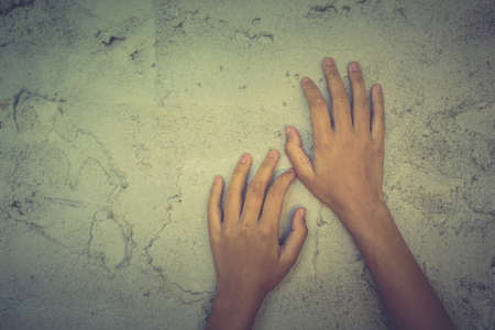 Woman bondage in angle of abandoned building image blur , stop violence against Women, international women's dayの写真素材