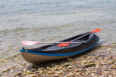 Moored boat on the lakeの写真素材